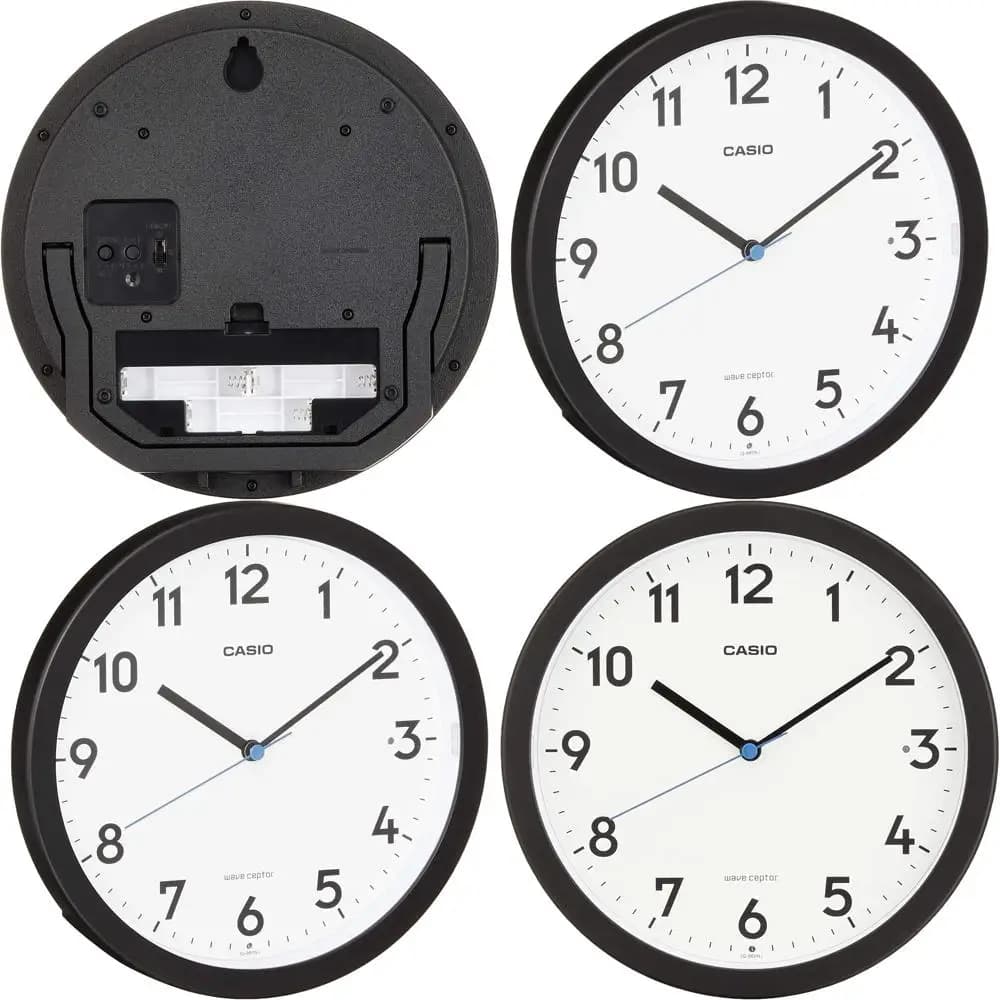 Orologio da Parete Analogico Nero con Illuminazione Automatica, Arresto Automatico della Lancetta dei Secondi e Funzione di Appendimento