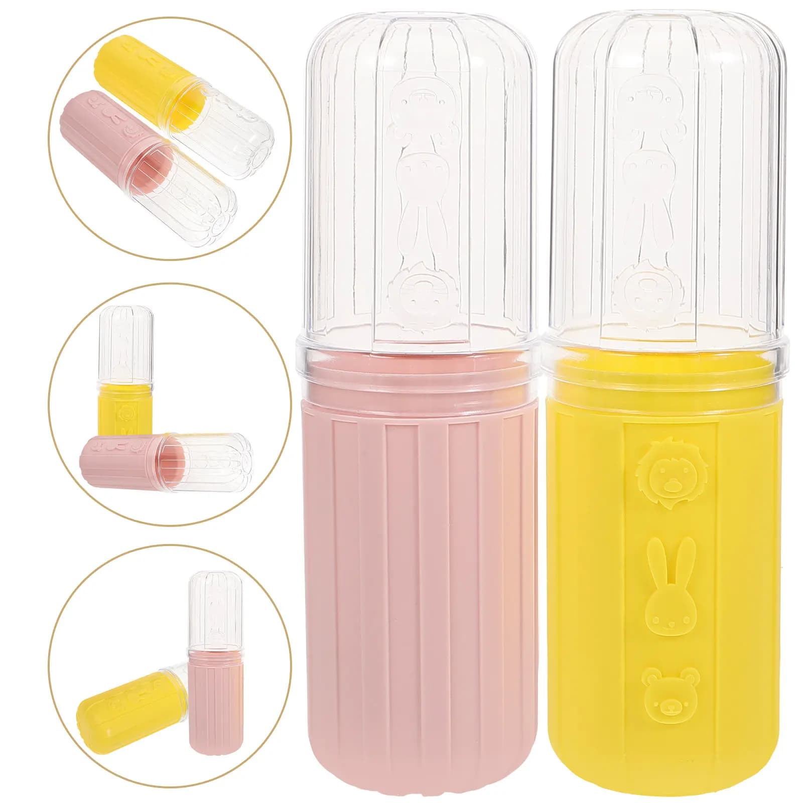 2Pcs Thickened Toothbrush Storage Tube Portable Travel Toothbrush Holder Mouthwash Cup Compact Travel Bathroom Cup