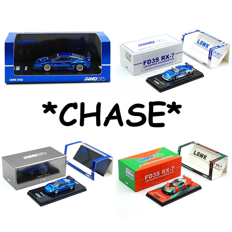 **CHASE** INNO 1:64 LBWK F40 Mazda FD3S RX7 Super Silhouette Hong Kong Exhibition Limited Car Model Collection Toy