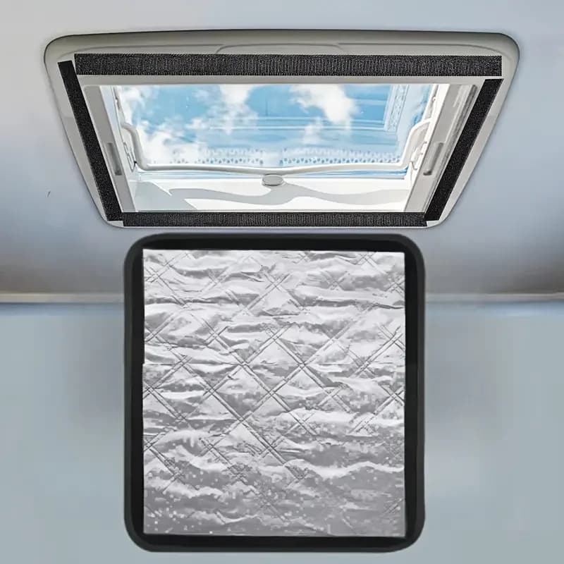 Sunshade tent for openable roof for campers, sunshade for roof, skylight, radiator lampshade, folding cover in aluminium sheet