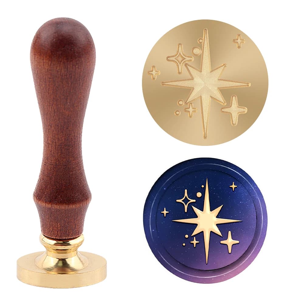 Wax Seal Stamp Set, Clover, Moon Rabbit, Star, Botanical with Wooden Handle, Perfect for Letter Sealing & Scrapbooking