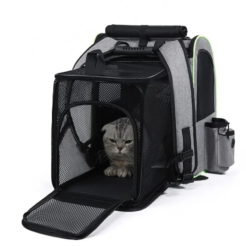 Zaino per gatti espandibile e traspirante - Borsa da viaggio portatile pieghevole per animali domestici per gatti, doppia spalla a mani libere