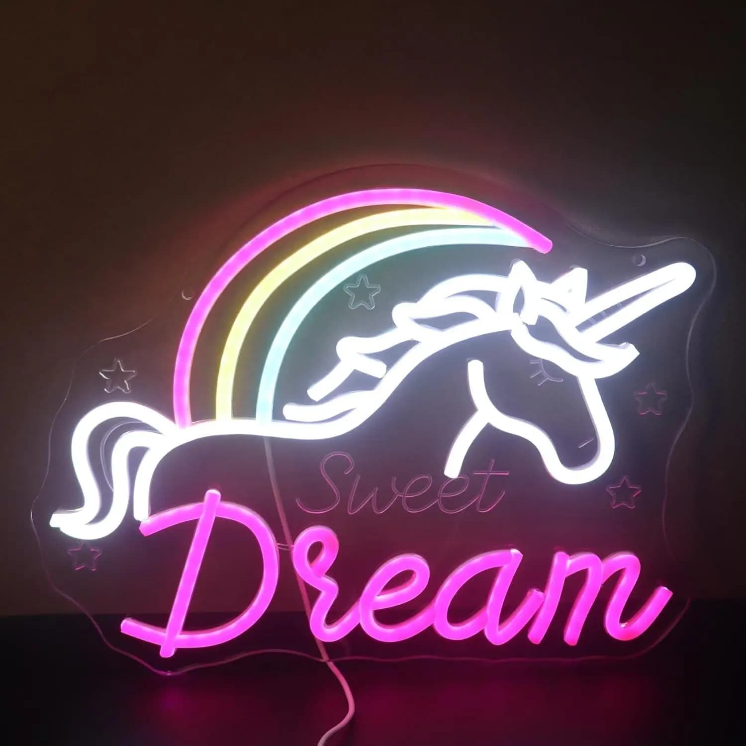 Insegna Luminosa LED Unicorno Arcobaleno, Luci LED 'Sweet Dream' per Camere da Letto delle Ragazze, Decorazione per Sale Giochi, Regali per Adolescenti e Bambini, Luce Notturna