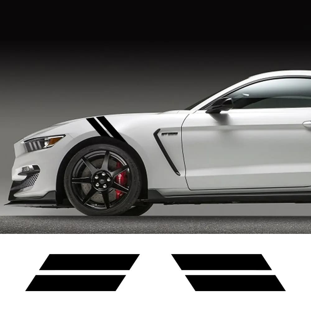 Auto Doppia Barra Cofano Parafango Hash Mark Lato Per Ford Mustang GT500 GT350 GT Auto Grafica Strisce Sport Vinile Decor Decal Kit