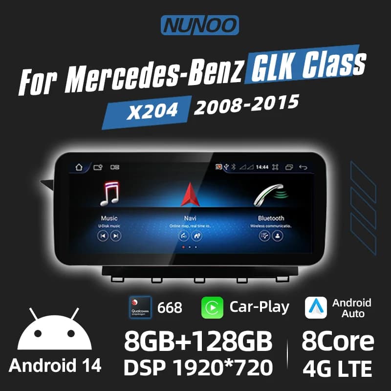 Qualcomm 668 Wireless CarPlay For Mercedes Benz GLK Class X204 2008-2015 Car Multimedia Navigation Auto Radio GPS DSP 4G WiFi