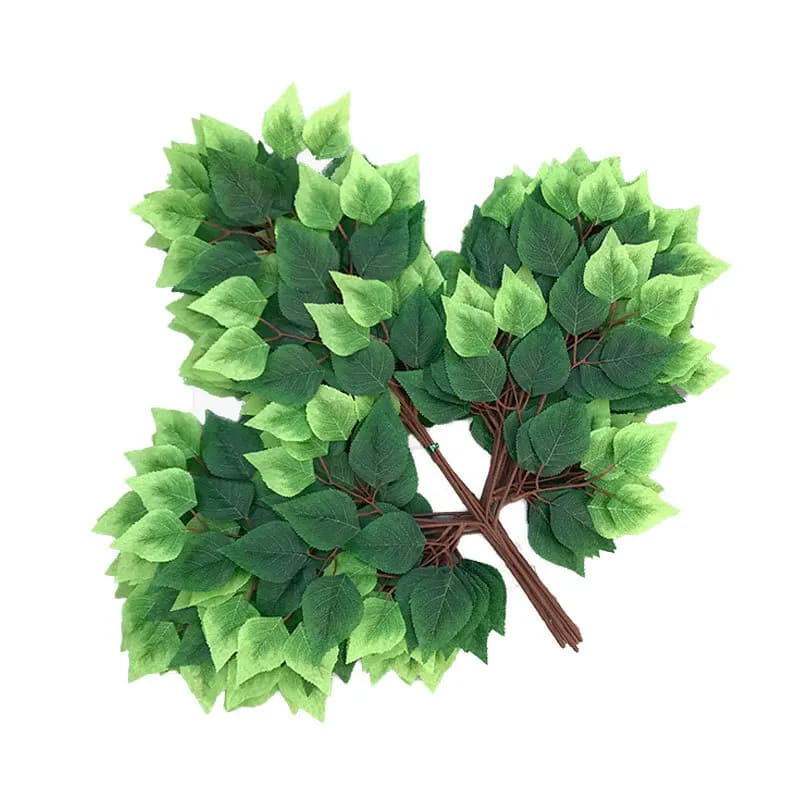 12pcs Artificial Birch Tree Leaf Silk Greenery Plant