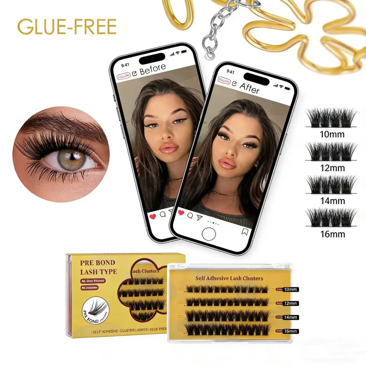 40-80 Solid Eyelash Clamps Individual Ready to Use, Makeup Tools, Direct Shipping