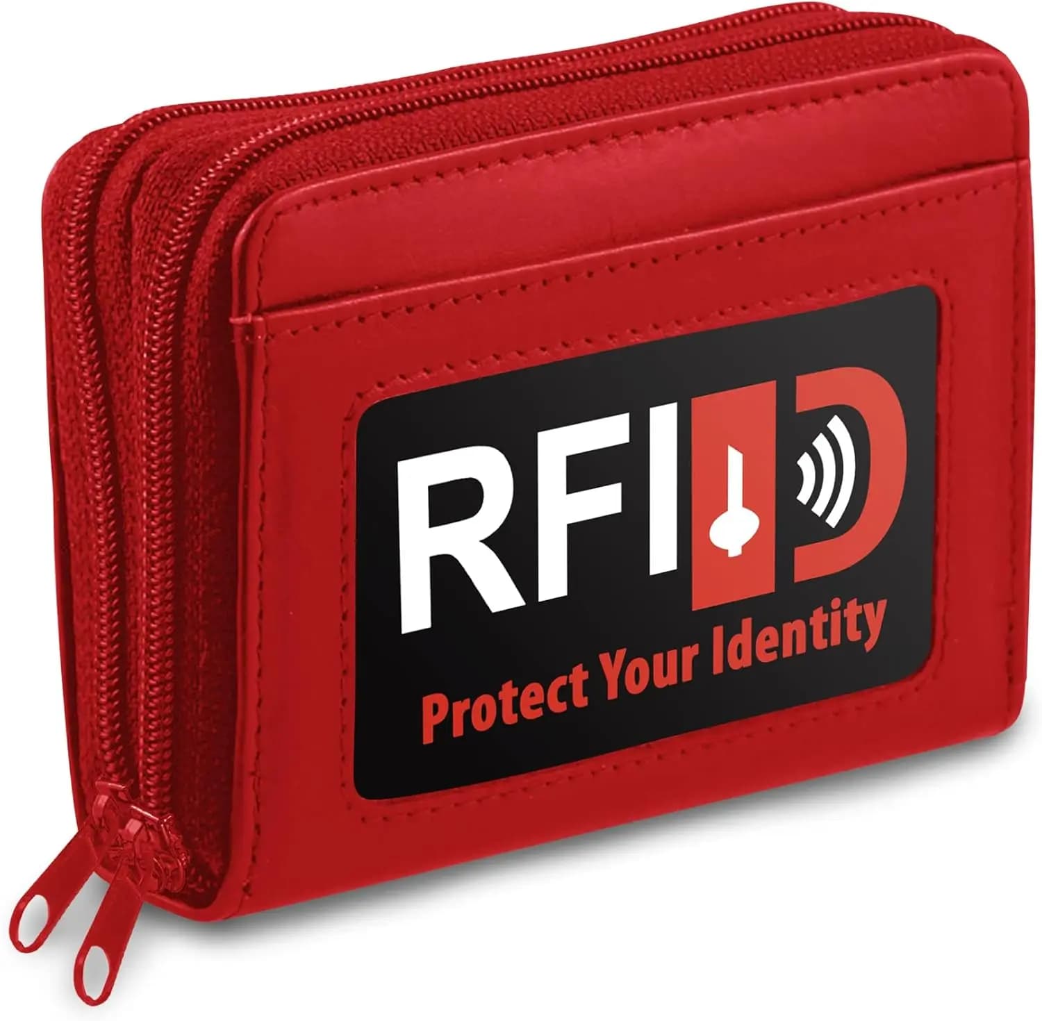Portafoglio con Blocco RFID per Carte di Credito da Donna, in Vera Pelle, Sottile e Resistente con Finestra per Documenti