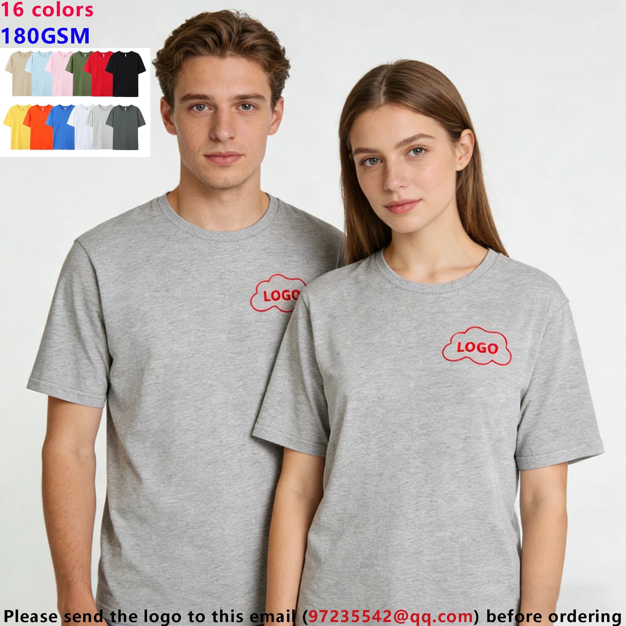 T-Shirt Unisex Personalizzate 100% Cotone 180GSM - Aggiungi il Tuo Logo/Foto/Slogan, Spessore Medio per Uso Tutto l'Anno