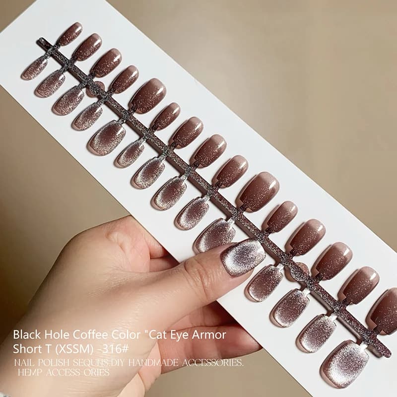 30pcs Cat Magnetic Press On Nail Pretty Fake Nails Detachable Full Nail Tips Wearable Fake Nails Simple Artificial Art Decor