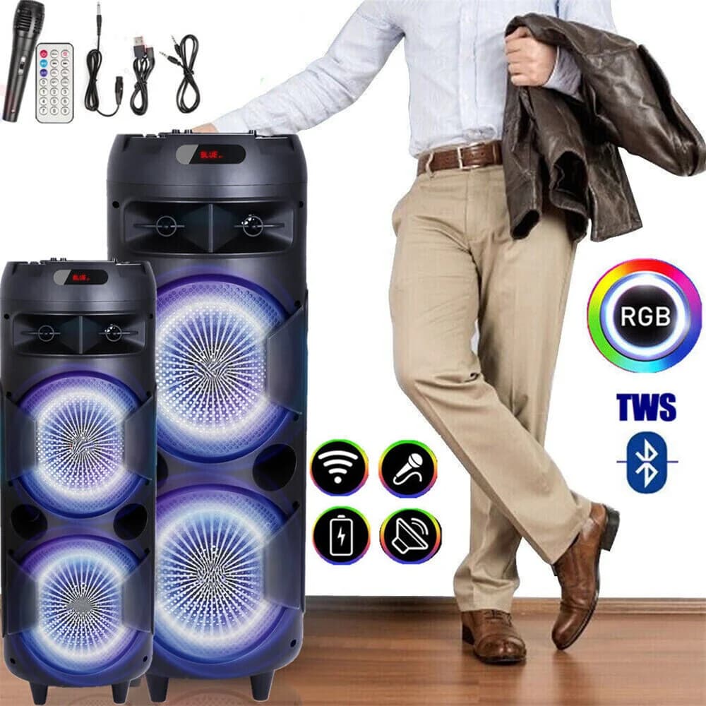 Altoparlante Bluetooth portatile da 6000 W Sub woofer Sistema audio per bassi pesanti Party Dj Karaoke Altoparlante ricaricabile con luce RGB