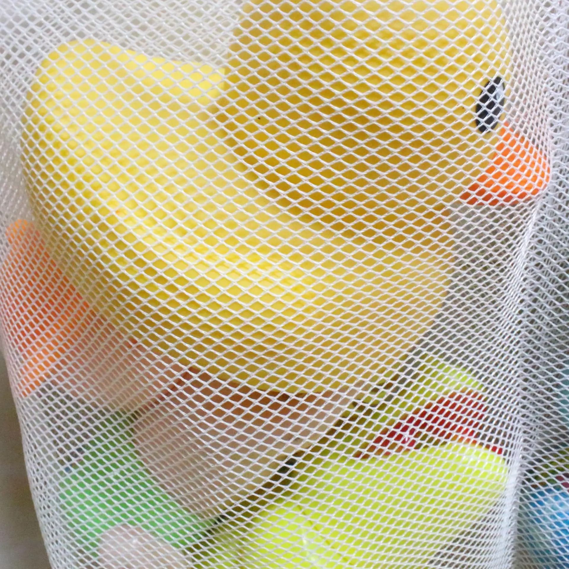 Borsa portaoggetti in rete per organizer per giocattoli da bagnetto per bambini con forti ganci a ventose per l'asciugatura della doccia, rete da gioco multifunzionale