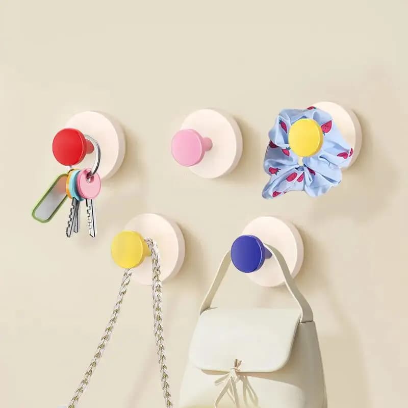 1/4 Pezzi Gancio a ventosa colorato e resistente, senza foratura, mobile, per bagno, cucina, chiavi, asciugamani, borse, bambole, organizer appendiabiti
