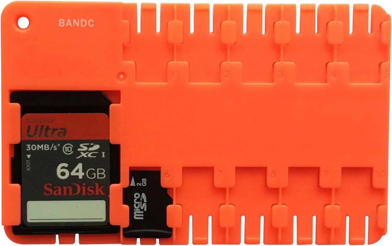 Confezione da 2 custodie rosse per schede Micro SD - Contiene 10 schede Micro e 1 scheda SD, formato carta di credito con foro per portachiavi