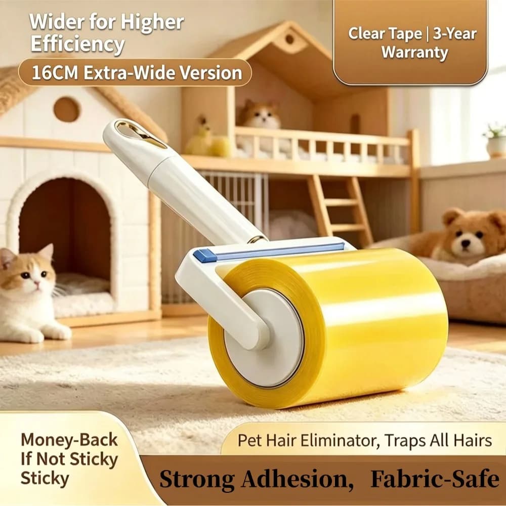 Extra‑Wide Lint Roller for Pet Hair, Reusable Large Adhesive Lint Remover Roller, Strong Sticky Hair Catcher for Dog Cat Fur