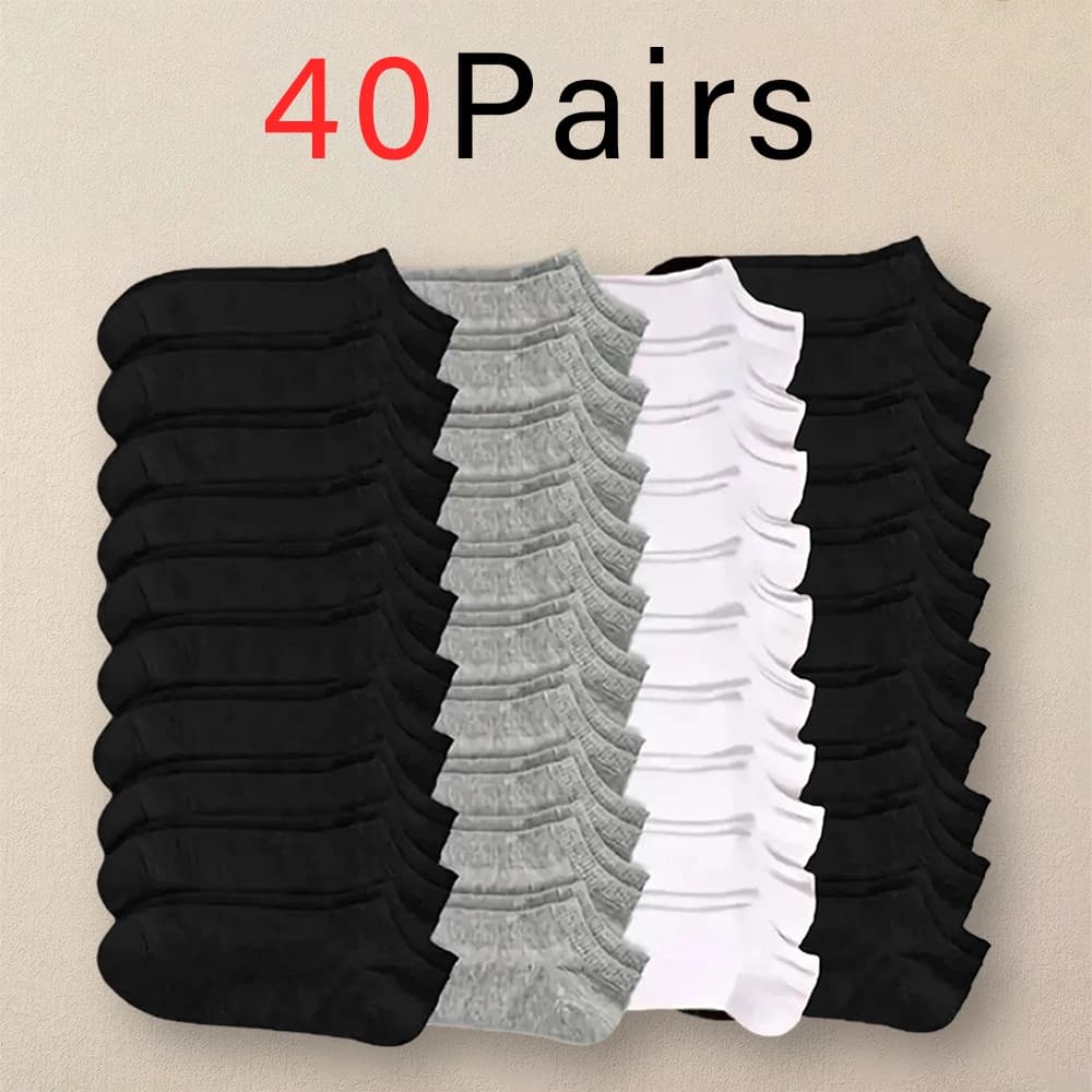 10/40 pairs of men's boat socks business sport sweat absorption mature summer autumn solid color not pilling socks versatile ankle