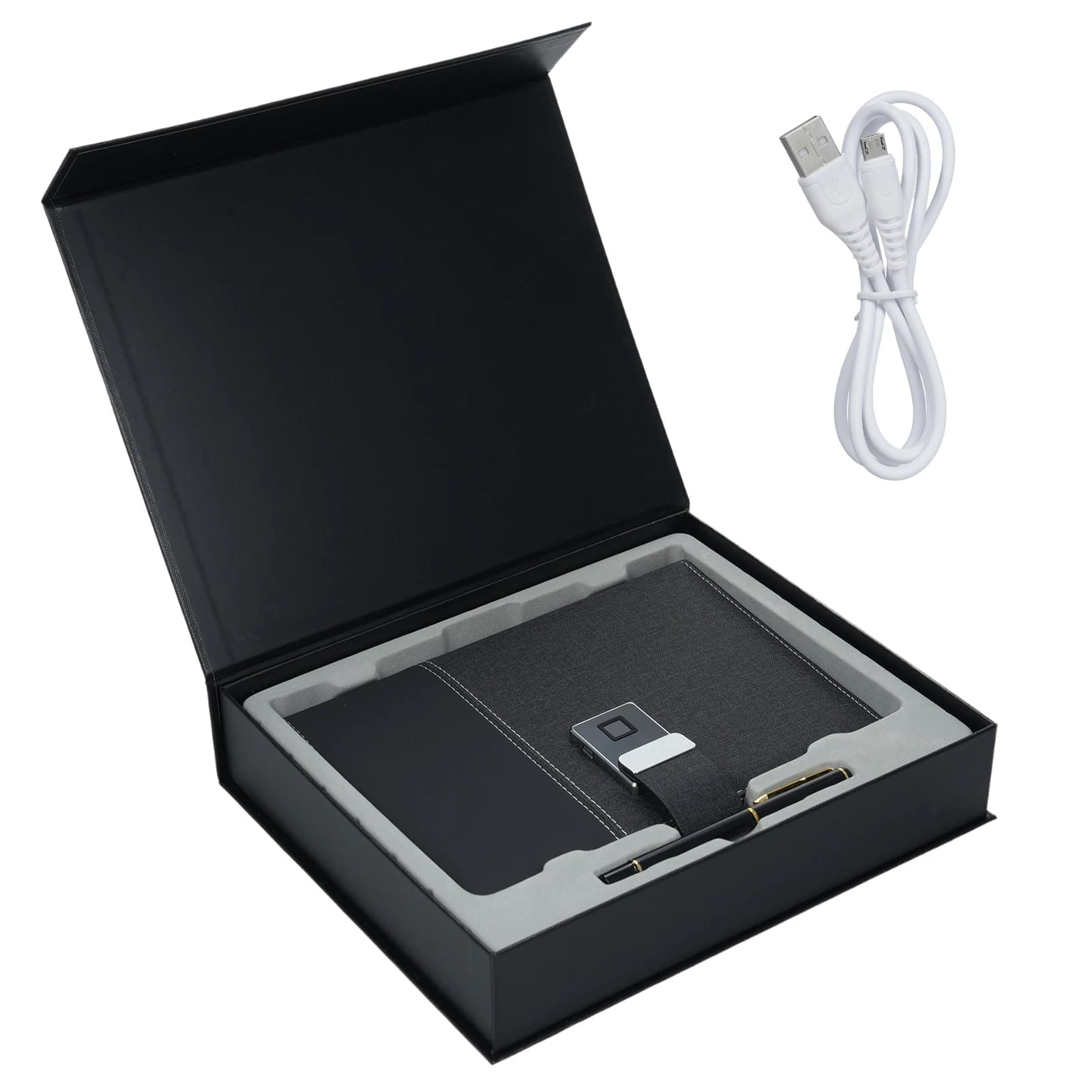 A5 Leather Notebook with Fingerprint Lock and 16GB High-Speed USB Drive Lined Journal Planner for Businessman Students