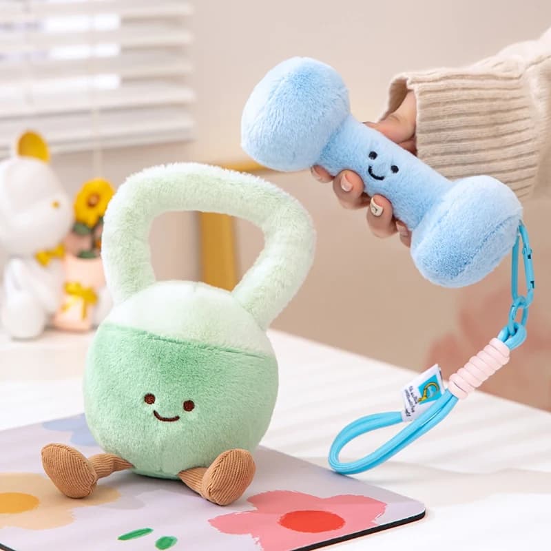 16/20cm Kawaii Cartoon Simulated Dumbbell Kettlebell Fluffy Soft Plush Stuffed Pillow Home Decor Kids Birthday Gift Boys Girls