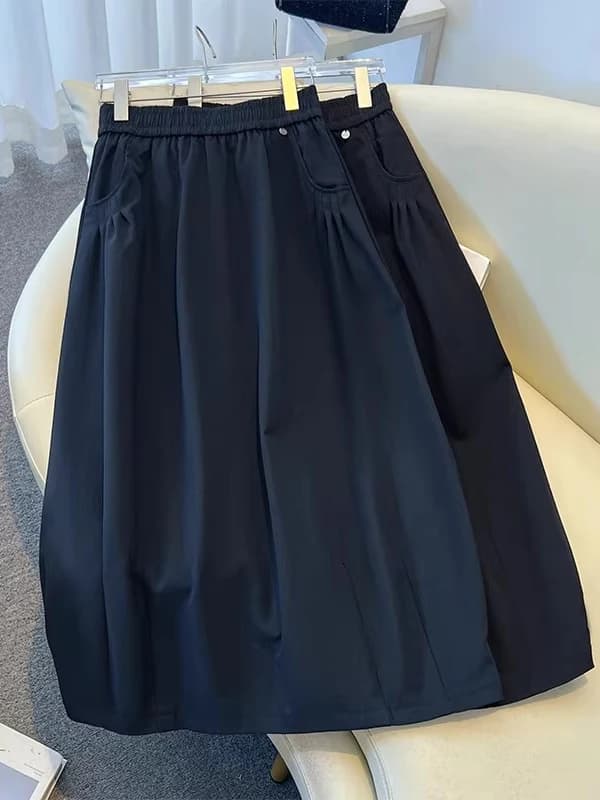plus Size Women's Midi Skirt Elastic Waist A-Line Slimming Concealing Fashionable Versatile Summer New Style Loose Fit Korean...