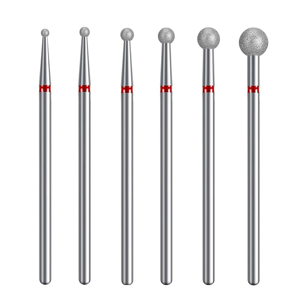 6pcs/set Ball Diamond Nail Drill Bits Fine Grit Rotary Cuticle Clean Burr Manicure Bit Drill Machine Accessories