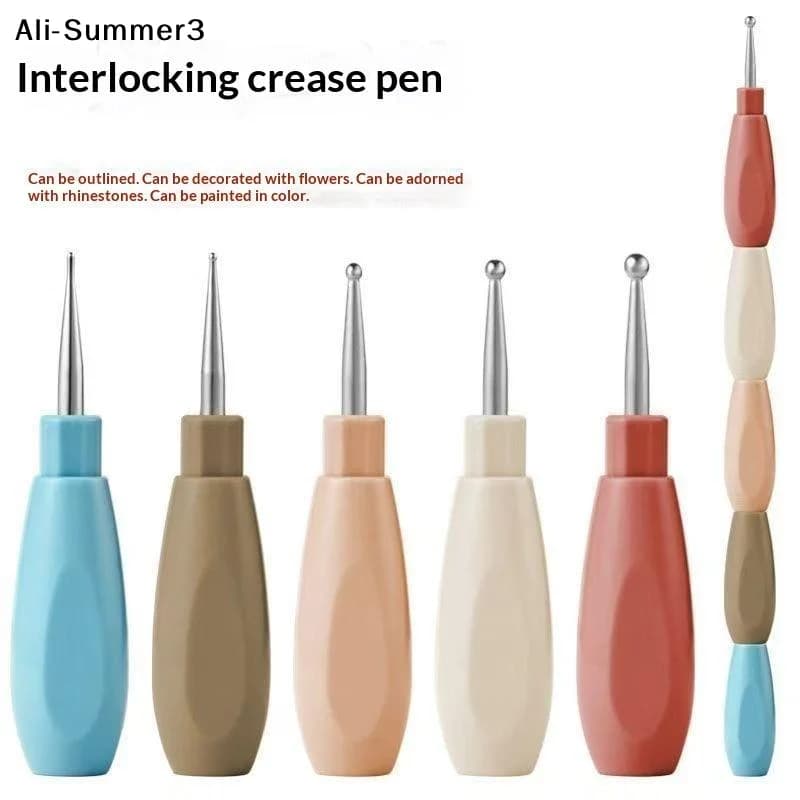 【A3s】5Pcs Handle Liner Drawing Flower Dotting Rhinestone Picking DIY Manicure Tools Interlockable Nail Art Dotting Pen