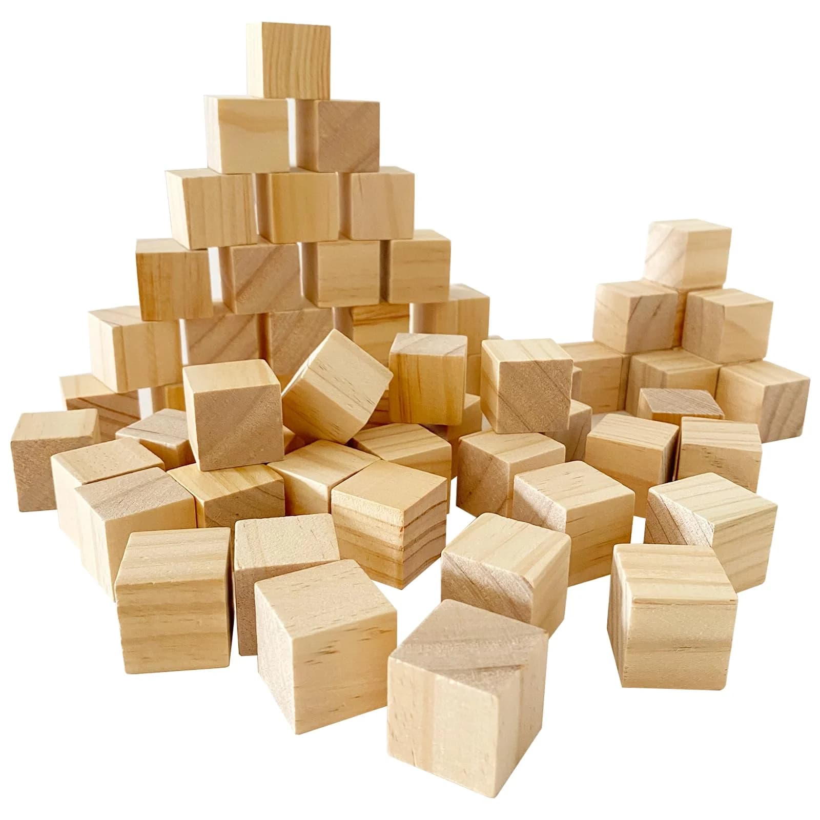 Cubi di Legno Non Finiti, Confezione da 60 Blocchi di Legno per Artigianato, Cubi Quadrati in Legno da 1 Pollice per Progetti Fai-da-Te e Decorazioni