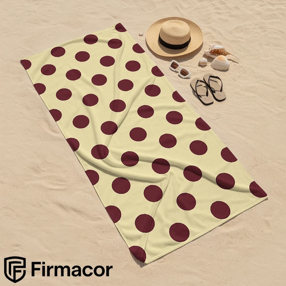 Burgundy Dot Soft Portable Travel Towel Unisex Ultra Lightweight Microfiber Oversized Sand Free Quick Dry Beach Towel