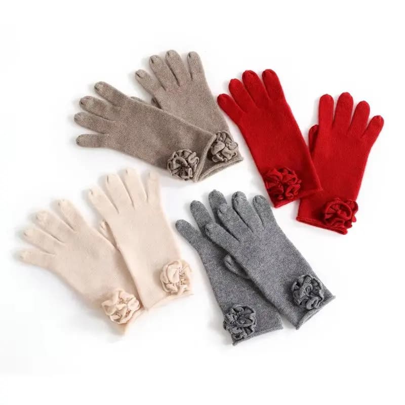 Autumn Winter 100% Cashmere Gloves Women Cycling Driving Fingerless Gloves Touchscreen Warm Knitted Handmade Crochet Gloves