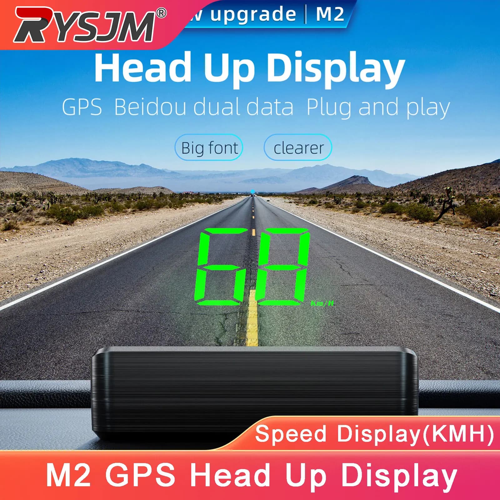 M2 Car GPS Head Up Display Universal Car Speedometer Gauge KM/H Windshield Projector Automatic Photosensitive Digital Speed Me