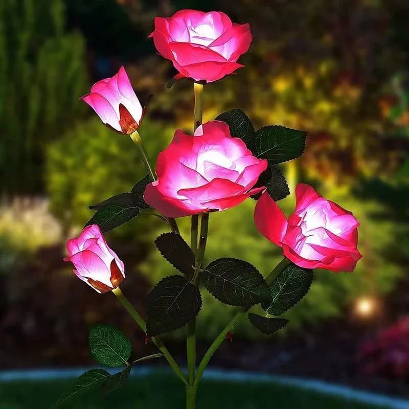 Luci Solari a LED a Forma di Rosa per Giardino, Decorazione Estiva per Matrimoni, Feste, Patio, Vacanze e Ramadan