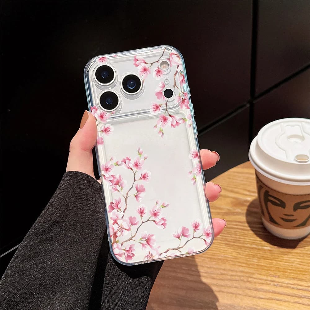 Watercolor Cherry Blossoms Clear Phone Case For Xiaomi Redmi Note 14 Pro 13 12 Note 11 10 Pro + 13C 5G 4G Soft Shockproof Cover