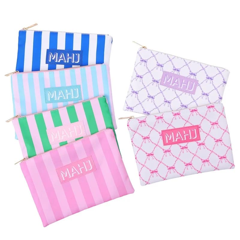 Nuova stampa Borsa portaoggetti per carte Mahjong in nylon portatile Chiusura con cerniera Custodia per patatine impermeabili per caramelle Borsa per accessori per carte Mahjong