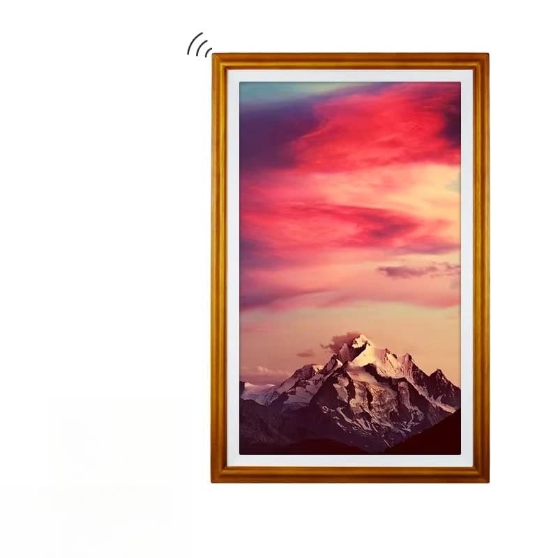 32'' HD WiFi Touch Screen Digital Photo Frame with Video Playback Clock LCD Screen and Wood Frame