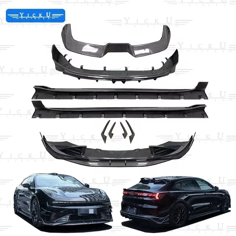 100% Carbon Fibre forZEEKR 001 2024 2025 Upgrade Uranus Style Body Kit Front Lip Tuyere Rear Diffuser Top Wing Spoiler Tuyere