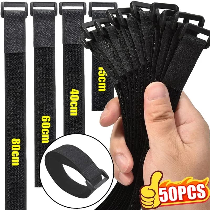 Fascette per cavi riutilizzabili con gancio e anello - Cinghie di fissaggio regolabili in filo di nylon per il fissaggio della gestione dei cavi, cinghie per cincher fai-da-te dell'organizzatore