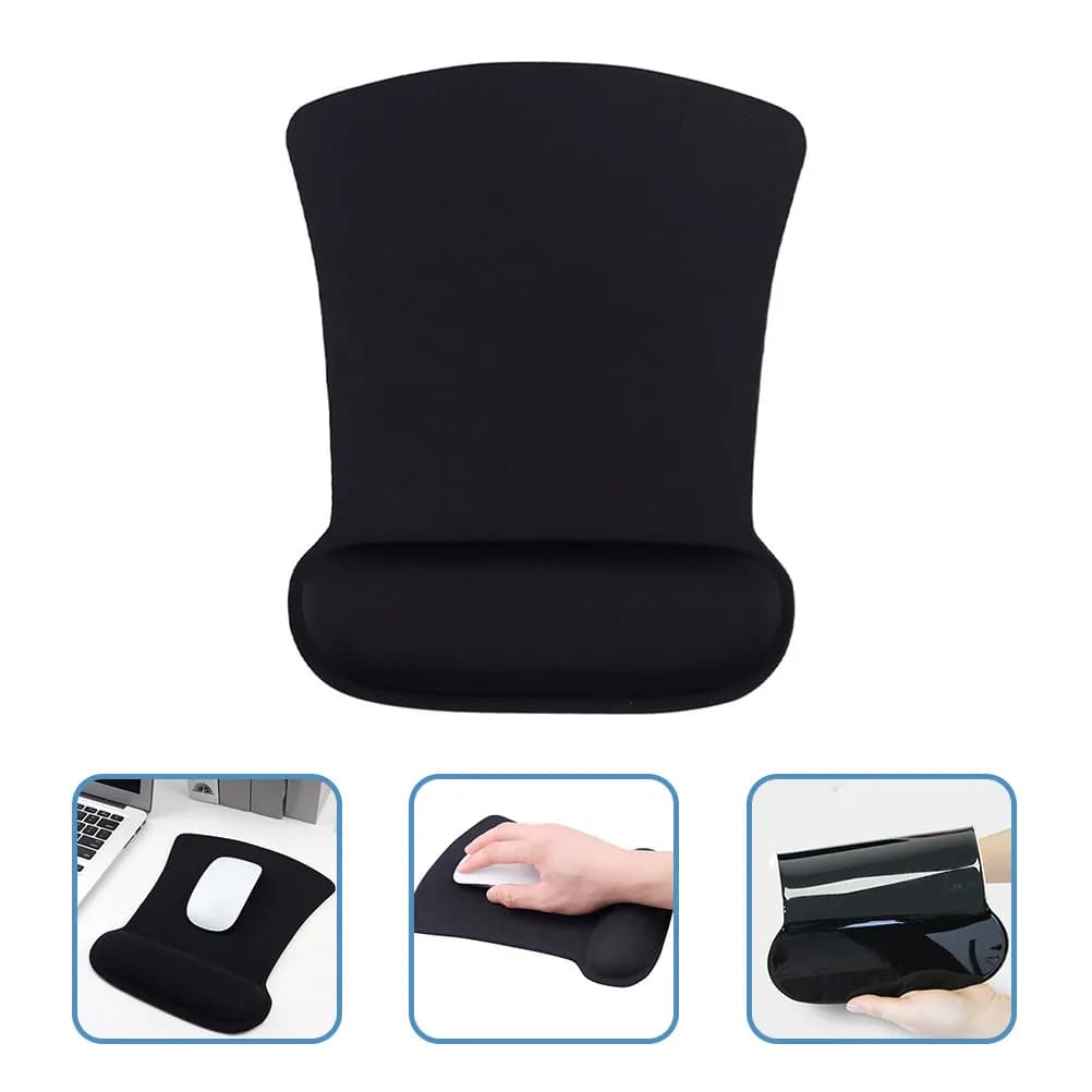 Tappetino per mouse con supporto per il polso, design ergonomico sagomato, superficie in tessuto premium, base antiscivolo, bordi rinforzati per desktop e laptop