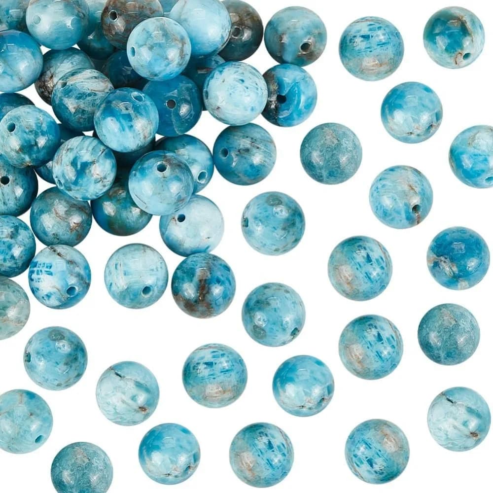 48 ~ 50 pezzi di perline di apatite 8 mm perline di apatite blu oceano perline di pietre preziose perline rotonde di pietra sfuse per il braccialetto