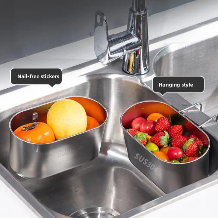 LMETJMA Cestello per scarico lavello in acciaio inossidabile, filtro per alimenti da cucina, colino per frutta e verdura, per filtrare i rifiuti della cucina JT243