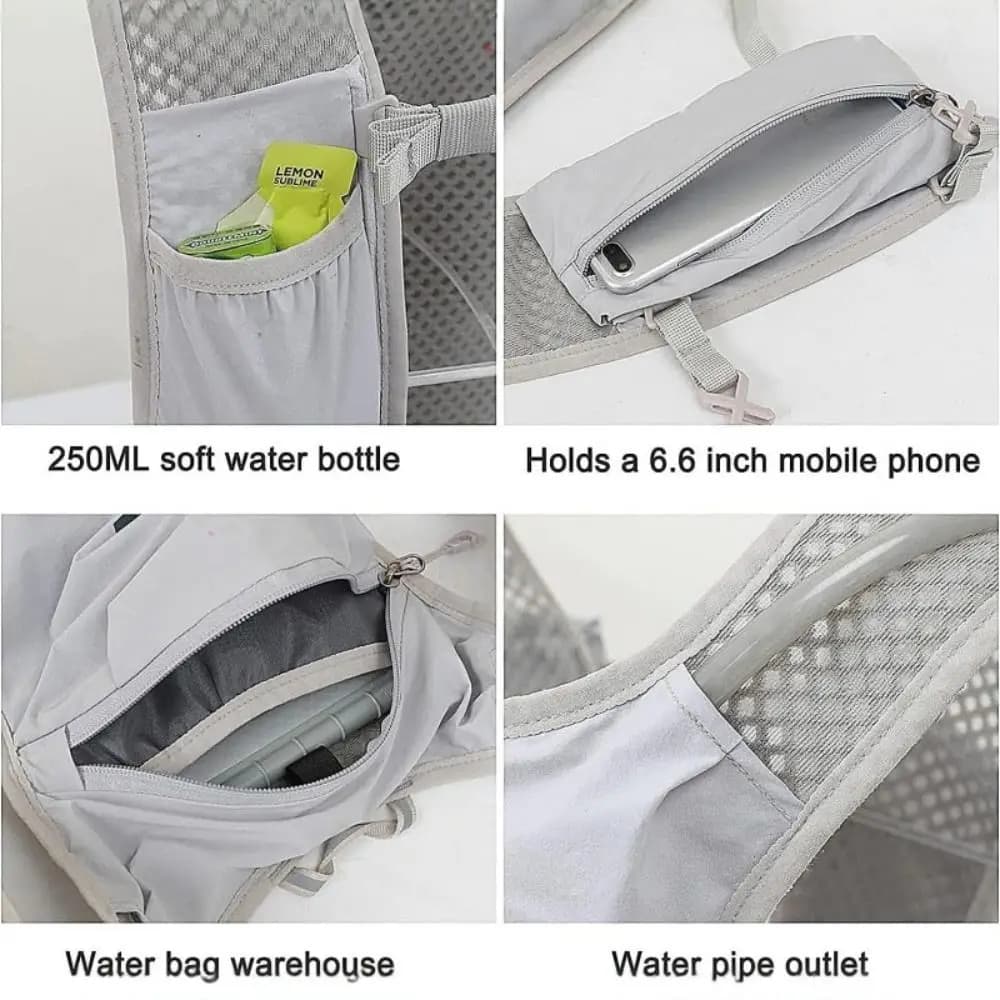 Ultra-light Breathable Hydrating vest with Multiple Pockets Waterproof Nylon Running Backpack