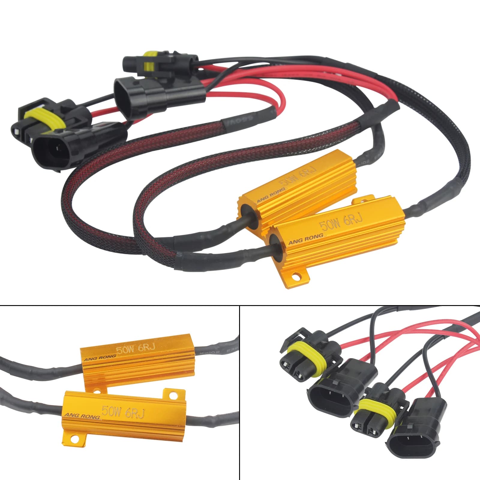 2x H11 H8 Resistori di carico Cablaggio Decodificatore Canbus per fari a LED DRL Fendinebbia di marcia diurna