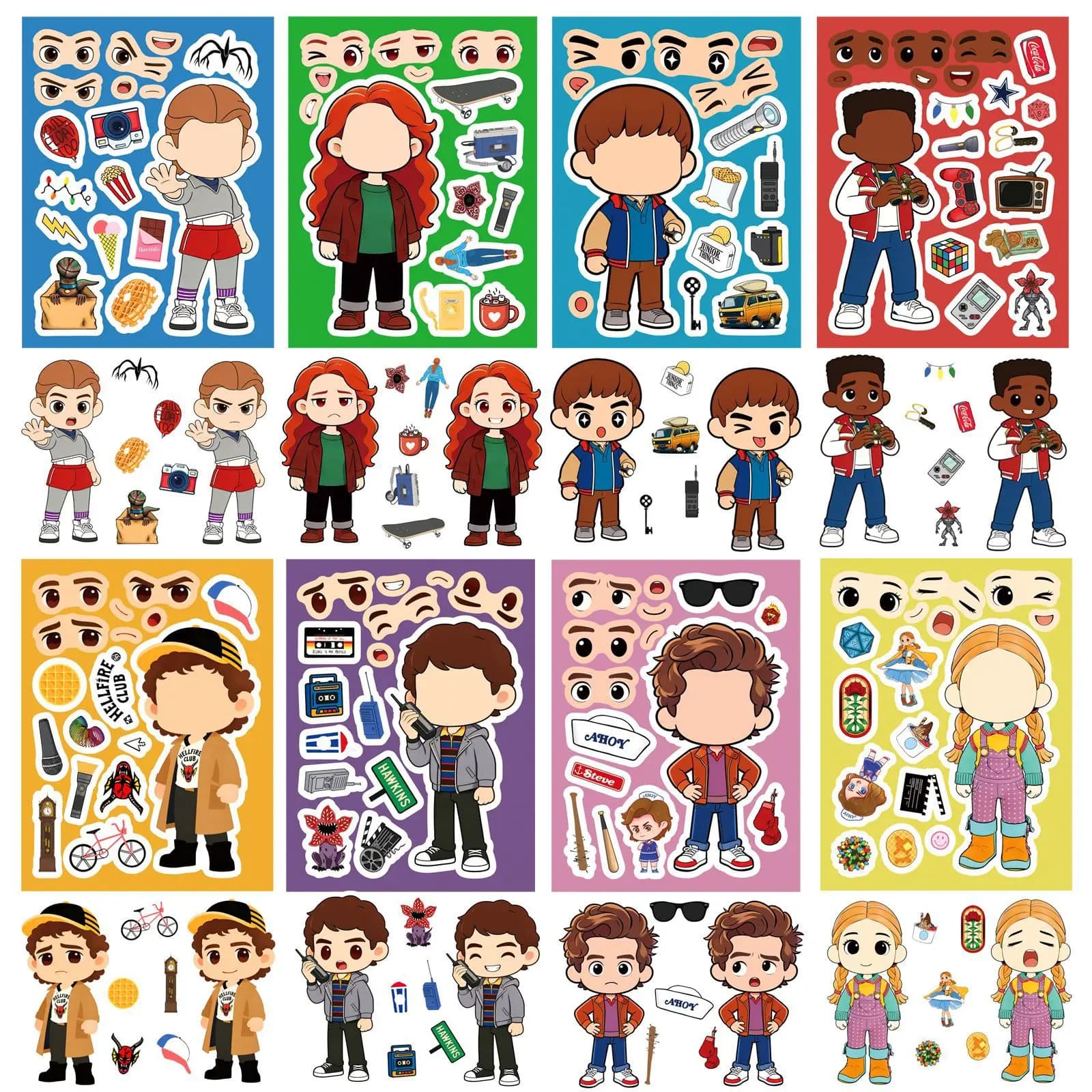 8/16 pezzi adesivi puzzle Cartoon Max Mayfield Crea un volto adesivi Vecna adesivi impermeabili di cancelleria artigianale fai da te