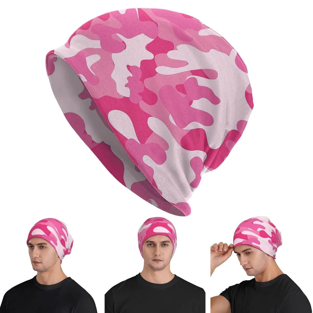 Camo Print Pink Camouflage Unisex Adult Beanies Caps Knitted Bonnet Hat Warm Hip Hop Autumn Winter Outdoor Skullies Hats