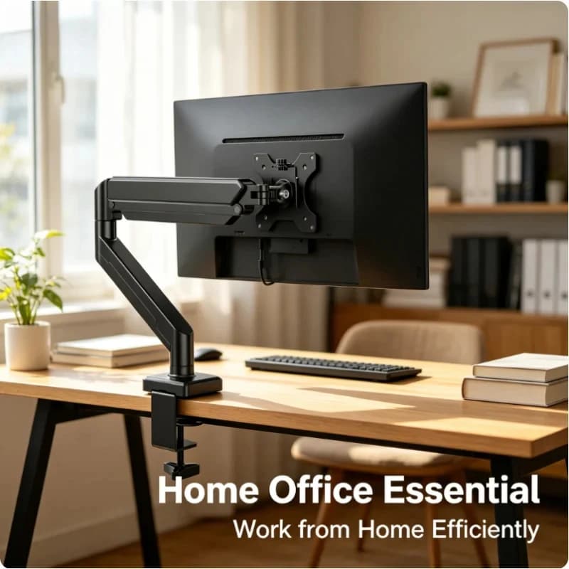 Single Monitor Mount 14-32 Inch Height Adjustable Monitor Arm C-Clamp Grommet Base Home Office Desk Stand