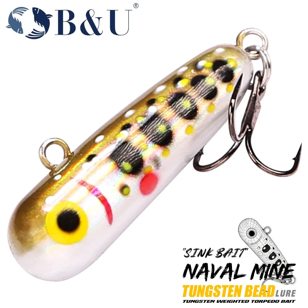 Esche artificiali B&U Tungsten Weighted Sink Pencil Bait con amo triplo, esche dure per la pesca in acqua dolce per trota, persico e luccio