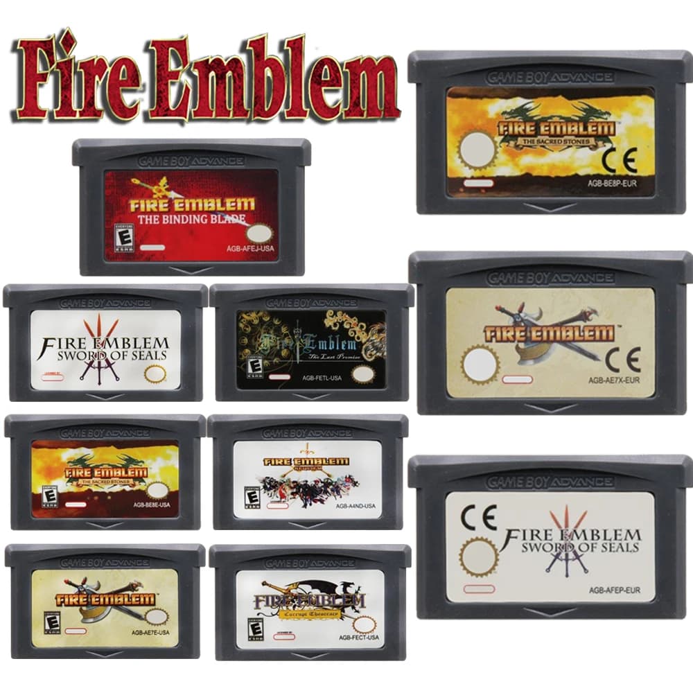 GBA Gioco Fire Emblem Serie Cartuccia 32 Bit Console per videogiochi Scheda Spada di sigilli Lama di rilegatura Le pietre sacre per GBA/NDS