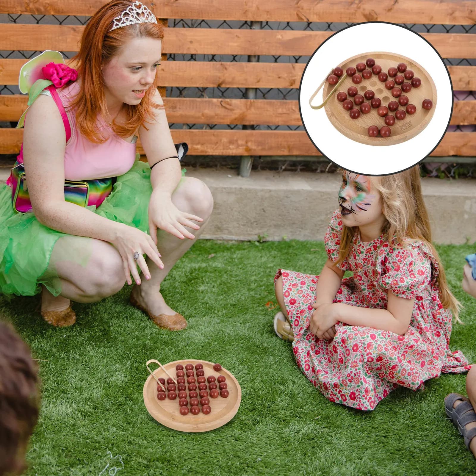 Set di Scacchi in Bambù per Bambini, Gioco da Tavolo Educativo per Sviluppo del Pensiero Strategico, Portatile
