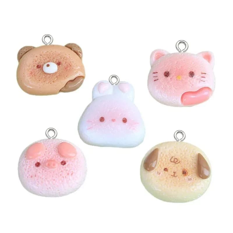 10Pcs Glossy Cartoon Rabbit Resin Charms Cute Bunny Pendants DIY Accessories For Earrings Keychain Phone Case Decor