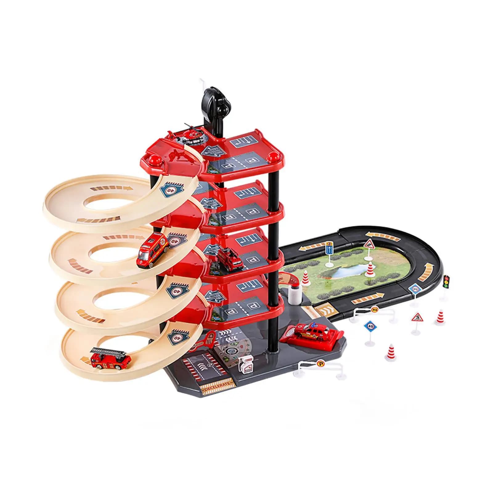 Gioco Pista da Corsa per Bambini, Set Educativo Garage e Parcheggio Auto per Bambini, Regalo di Compleanno per Bambini e Bambine dell'Asilo