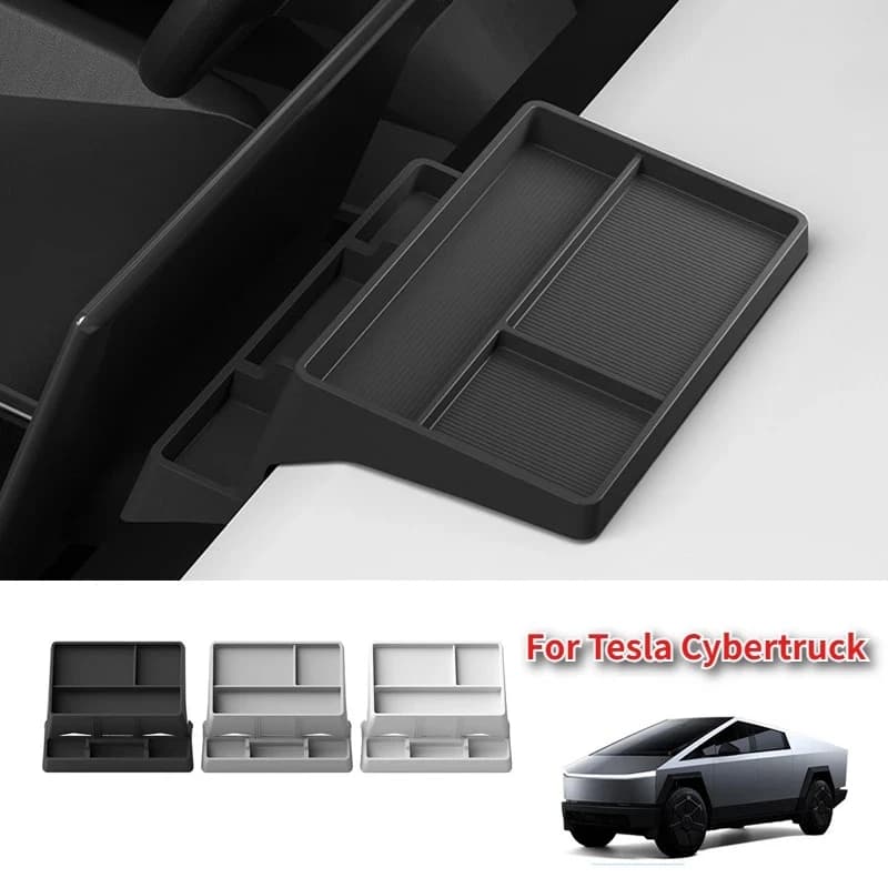 Instrument Panel Storage Box for Tesla Cybertruck 2025 Silicone Screen Rear Storage Box Hidden Tissue Tray Holder Accessories