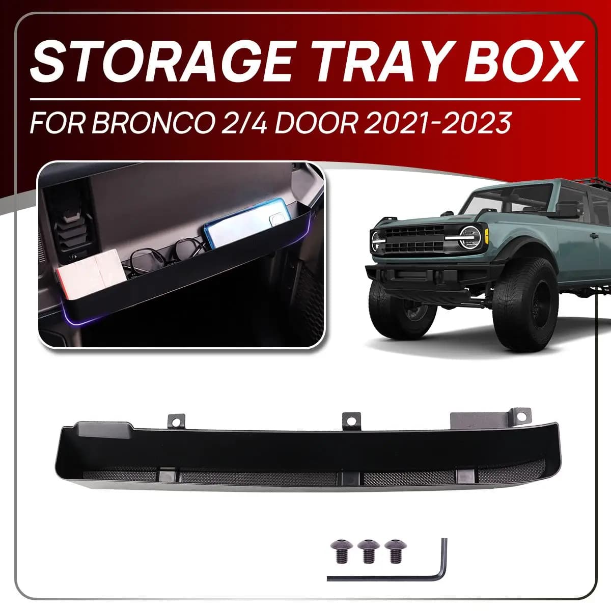 Auto Anteriore Co-Pilot Side Organizer Centro Vassoio di Immagazzinaggio Box Holder Accessori ABS Nero Per Ford Bronco 2/4 Porte 2021 2022 2023